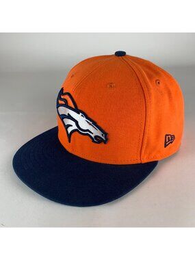 Denver Broncos NFL Orange Navy Blue New Era 59Fifty Fitted Hat Mens 7 5/8
